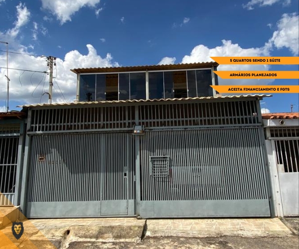 Sobrado de 5 Quartos sendo 1 Suíte, Aceita Financiamento e FGTS